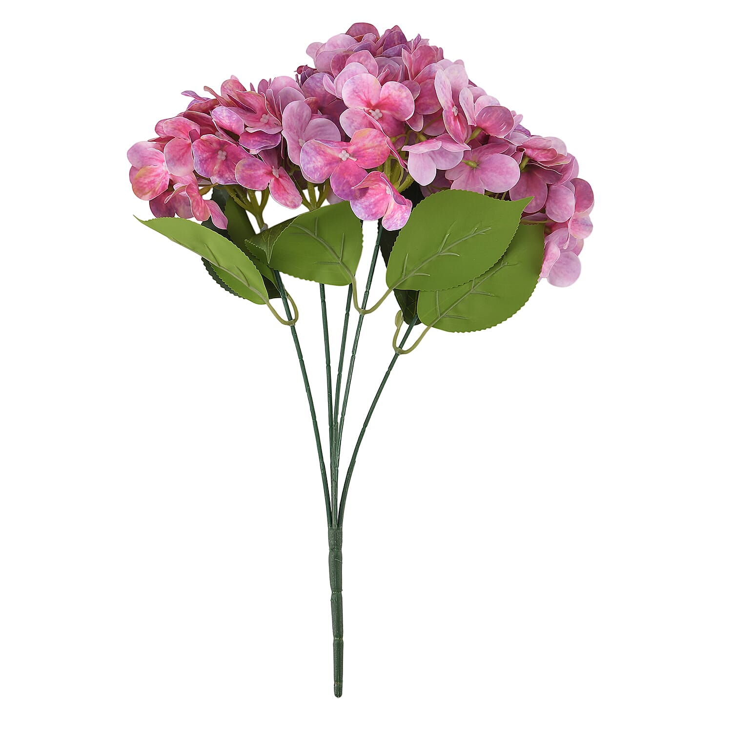 5-Heads Artificial Flower Bush (43cm) - Pink