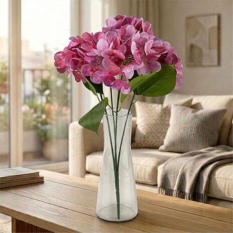 5-Heads Artificial Flower Bush (43cm) - Pink
