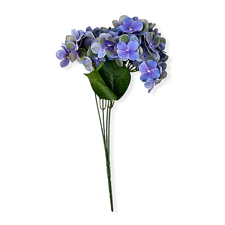 5-Heads Artificial Flower Bush (43cm) - Purple