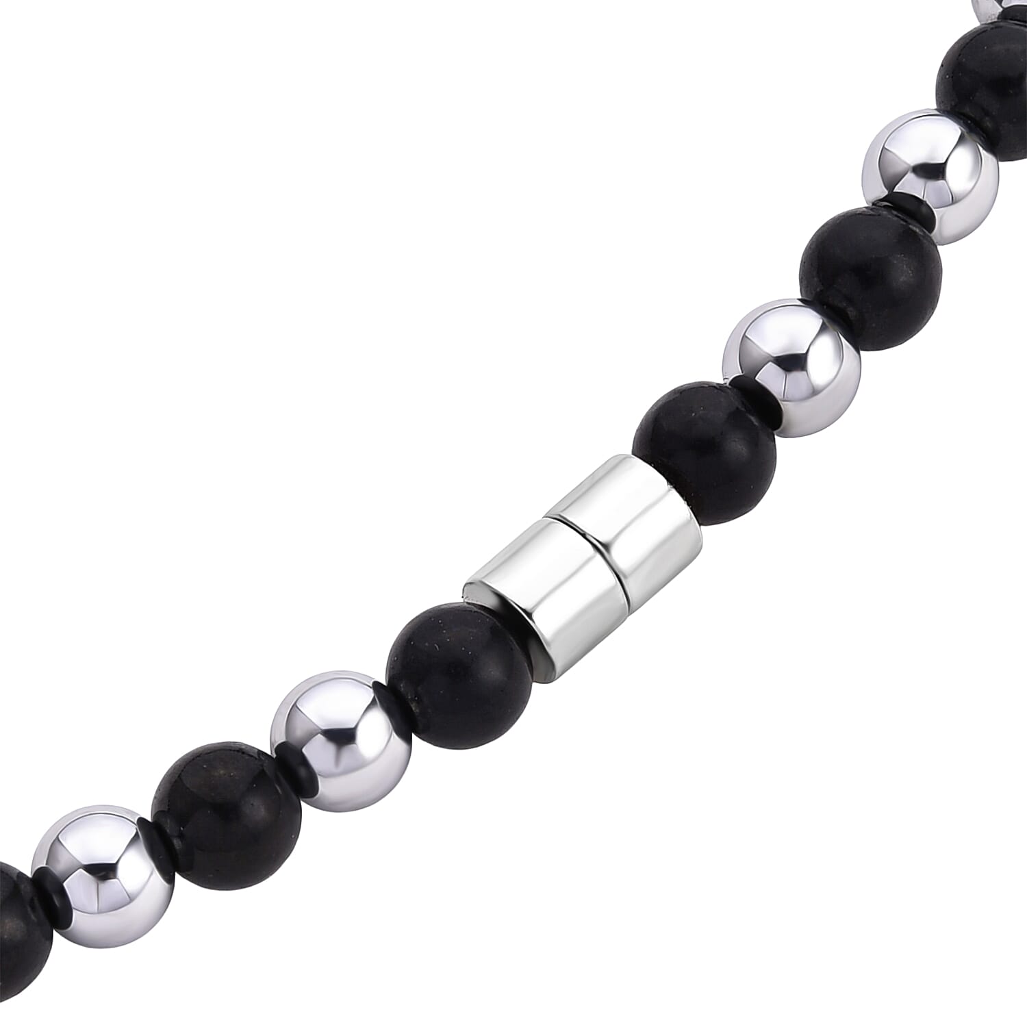 Natural Shungite & Natural Hematite Necklace With Magnetic Clasp (Size - 20) 180.00 Ct.