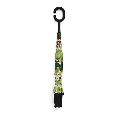 Manual Stick Reverse Umbrella (81cm) - Green - Black