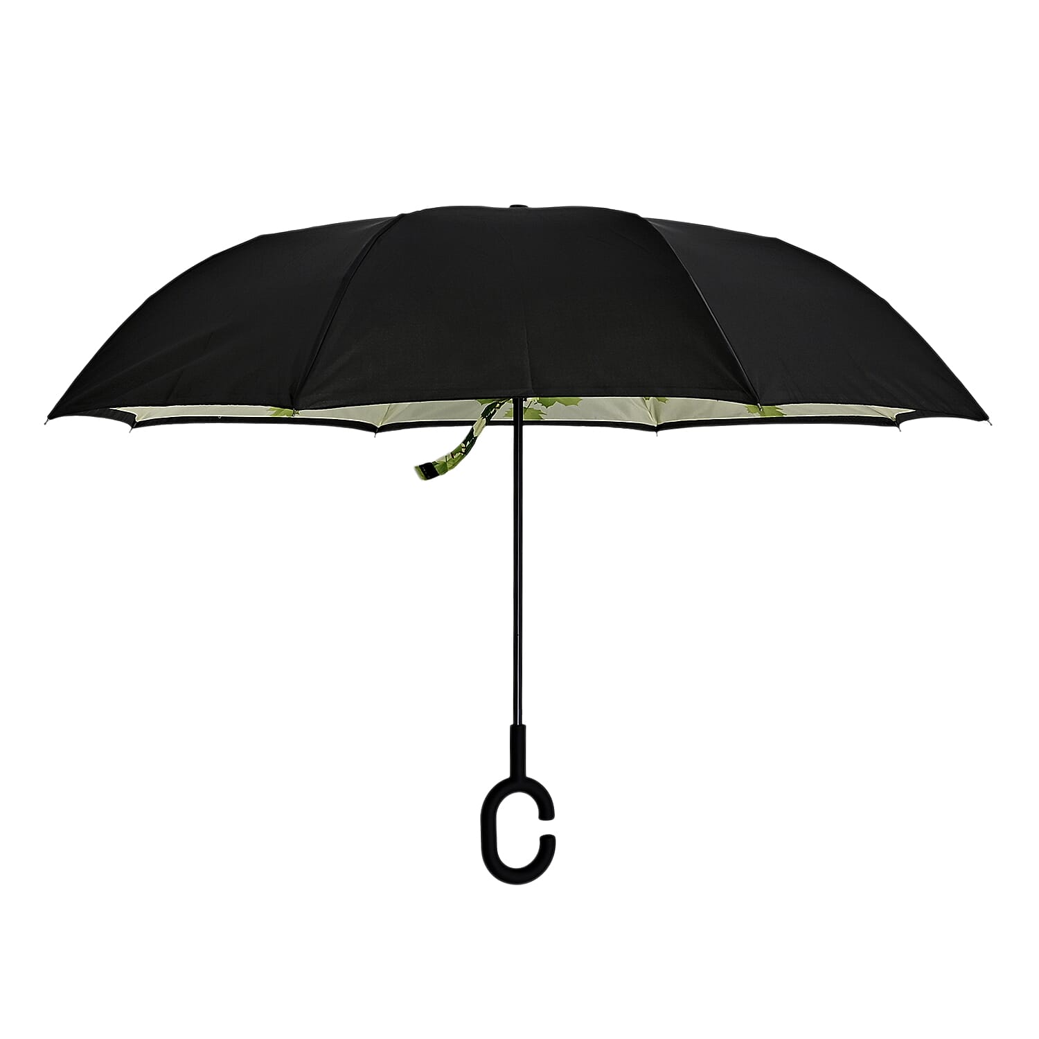 Manual Stick Reverse Umbrella (81cm) - Green - Black