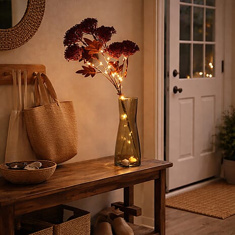 Set of 2 Artificial Hydrangea Faux Flower with LED Lights (60 cm) - Red