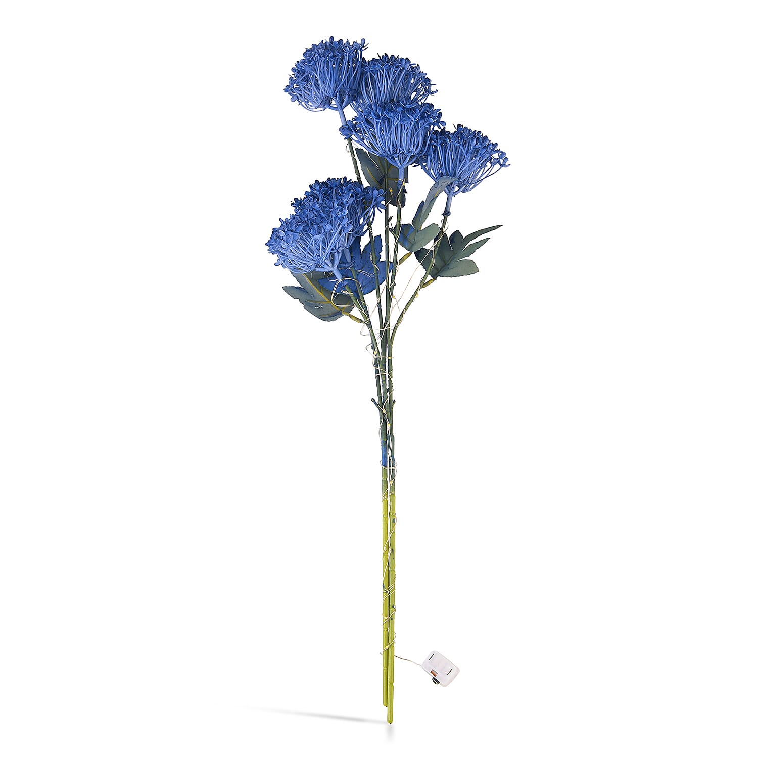 Set of 2 Artificial Three-Headed Faux Flower Branches with LED Lights (60 cm) - Blue