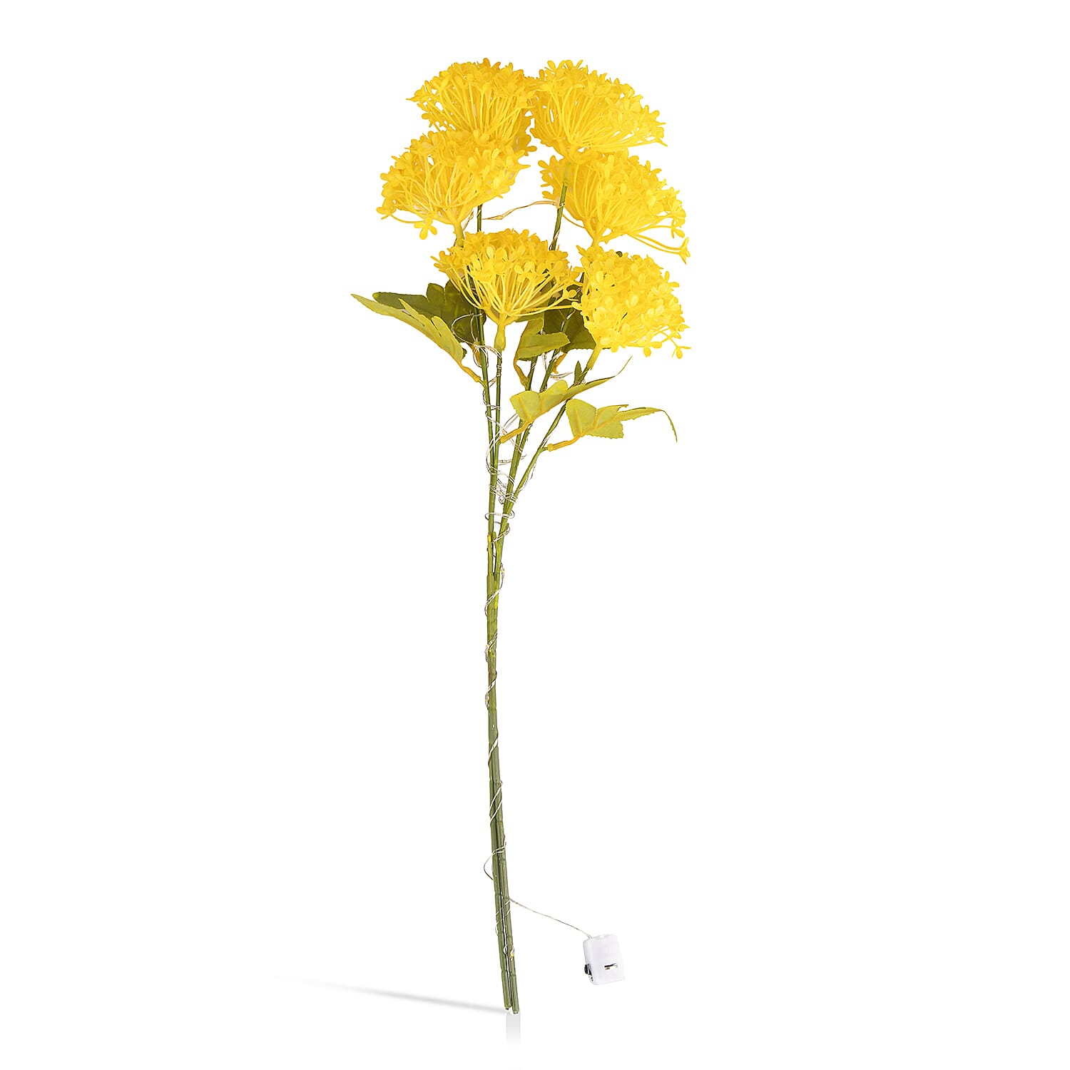 Set of 2 Artificial Three-Headed Faux Flower Branches with LED Lights (60 cm) - Yellow