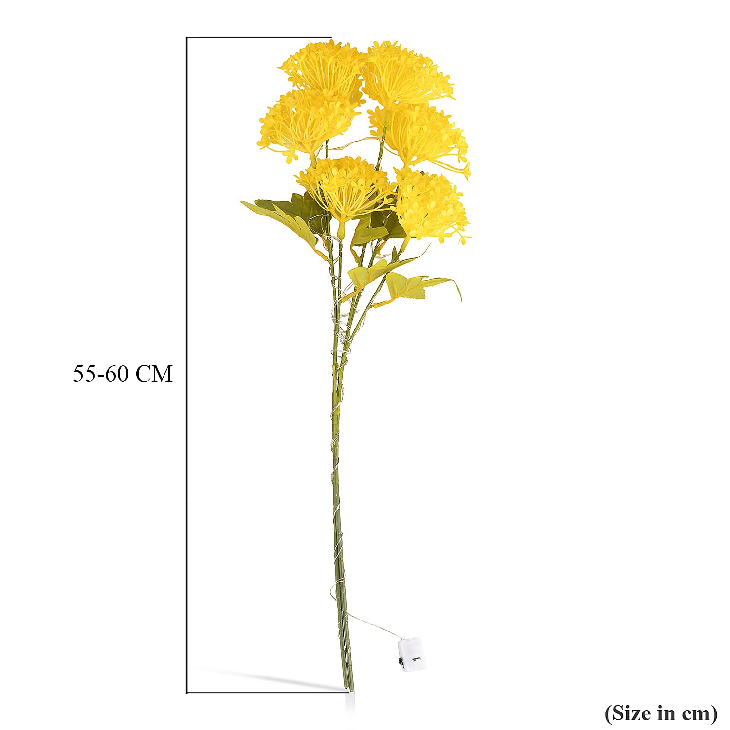 Set of 2 Artificial Three-Headed Faux Flower Branches with LED Lights (60 cm) - Yellow