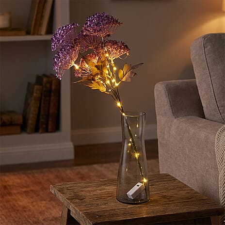Set of 2 Artificial Hydrangea Faux Flower with LED Lights (60 cm - Pink