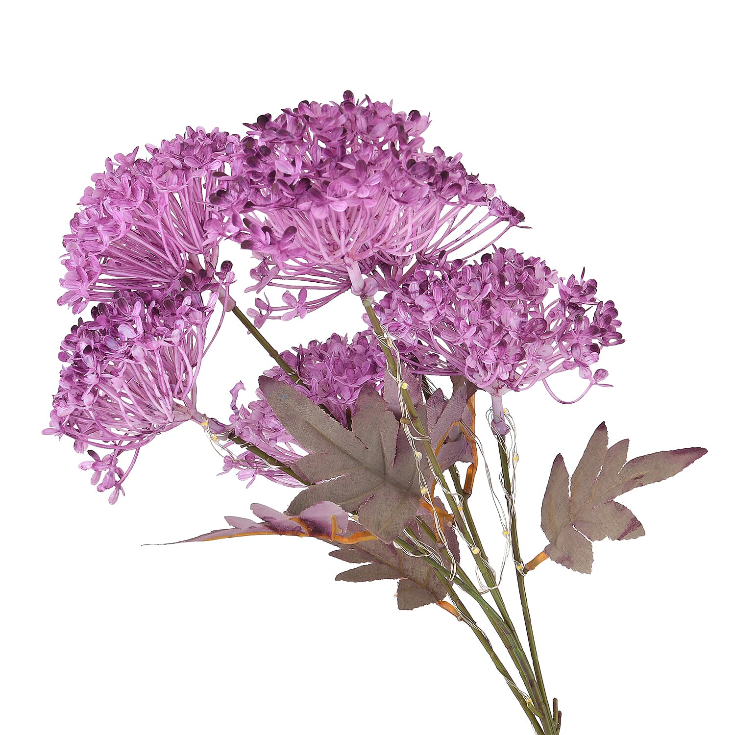 Set of 2 Artificial Three-Headed Faux Flower Branches with LED Lights (60 cm) - Pink