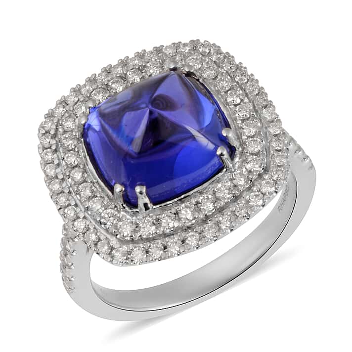 950 Platinum AAAA Tanzanite White Diamond EF, VS Ring, Platinum Wt.10.71 Gms 5.900 Ct.