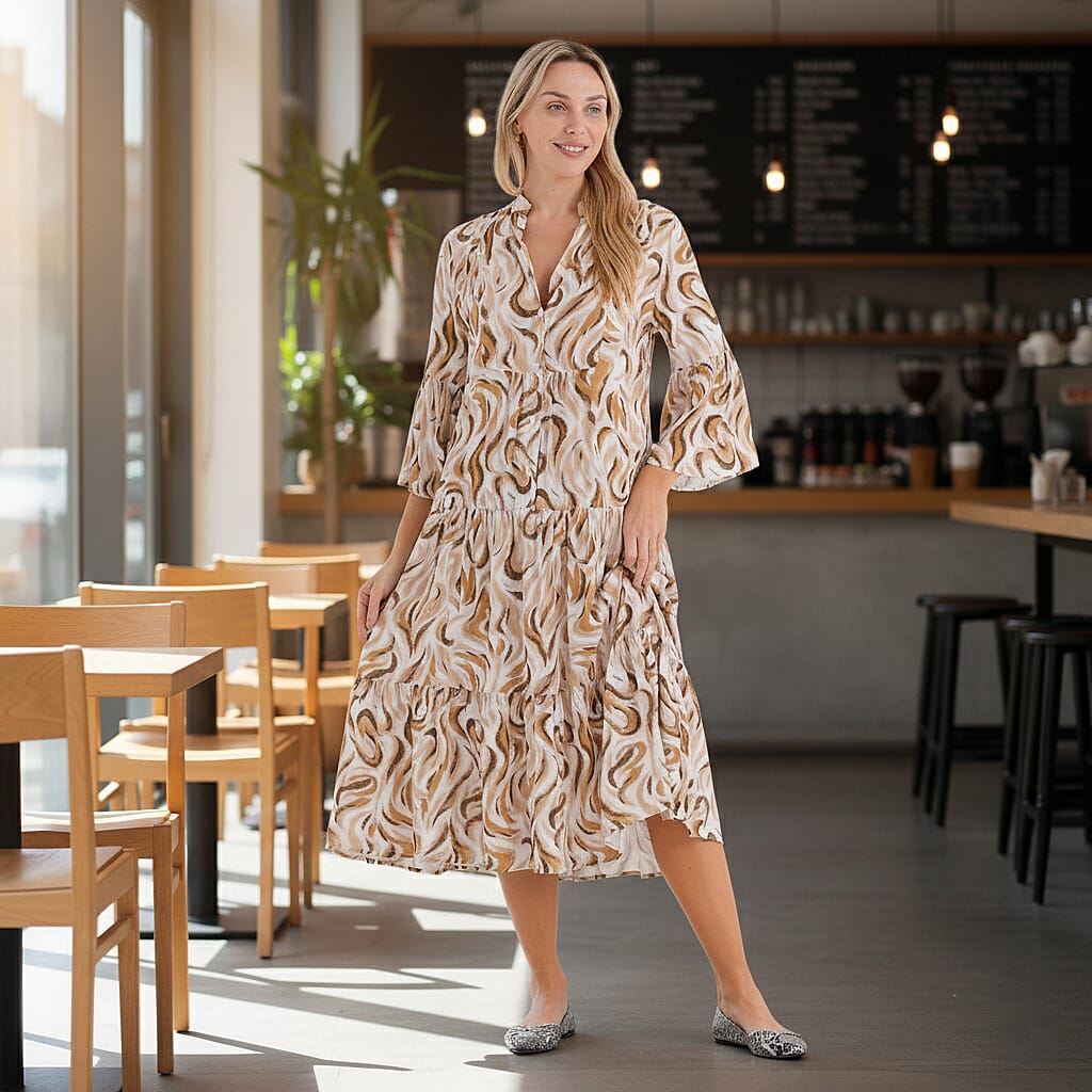 Maisi-Printed-Dress-Size-Medium-Yellow