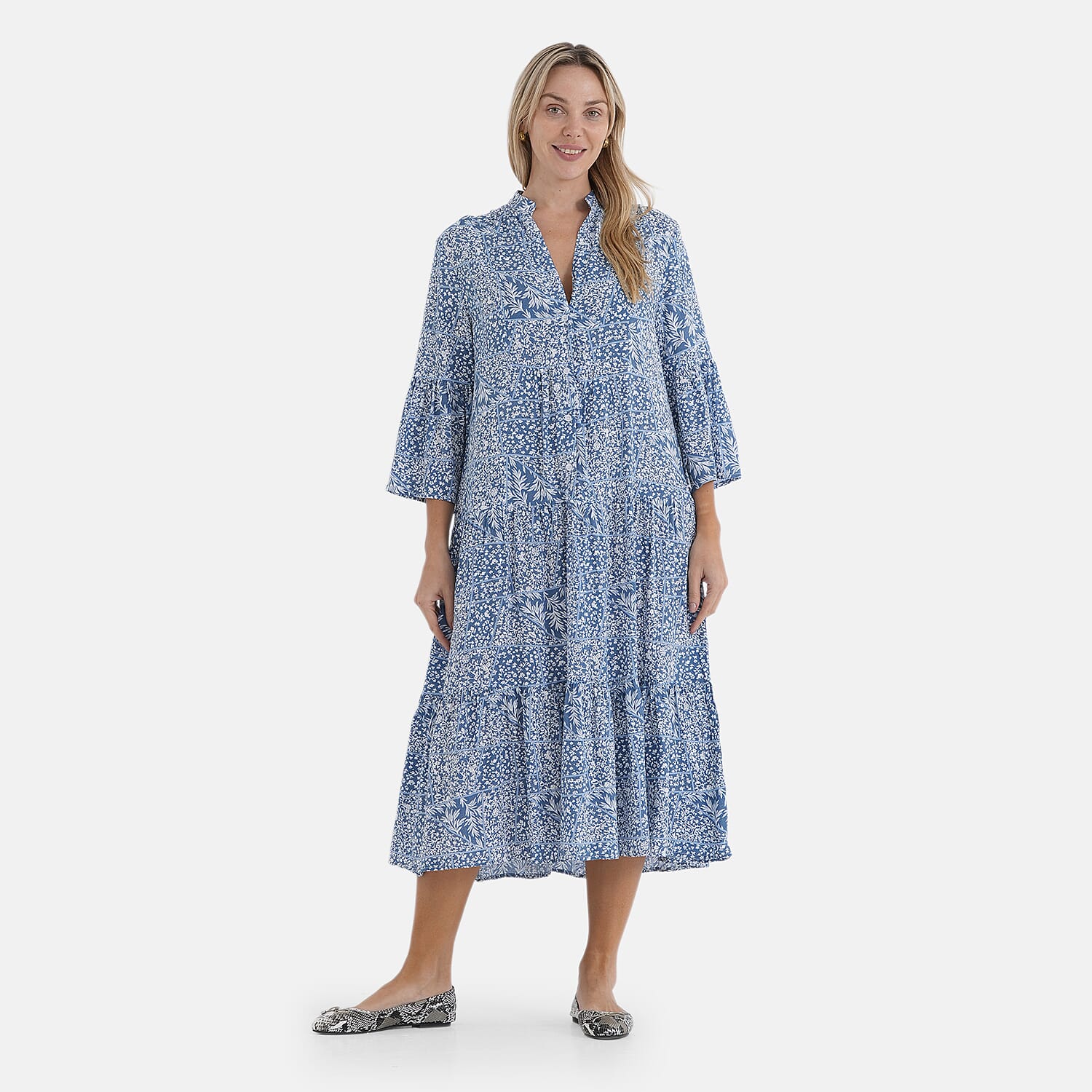 Maisi-Printed-Dress-Size-Large-Blue