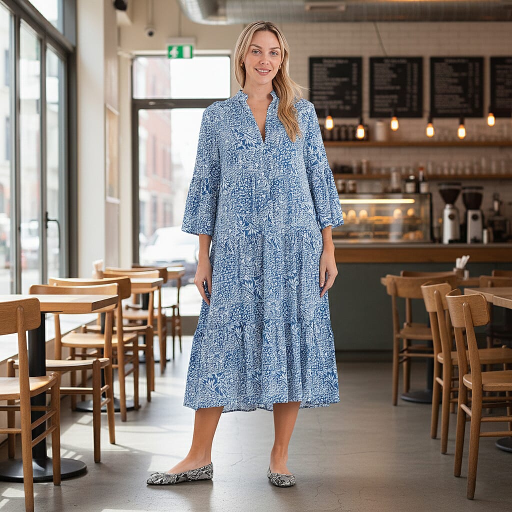 Maisi-Printed-Dress-Size-Large-Blue