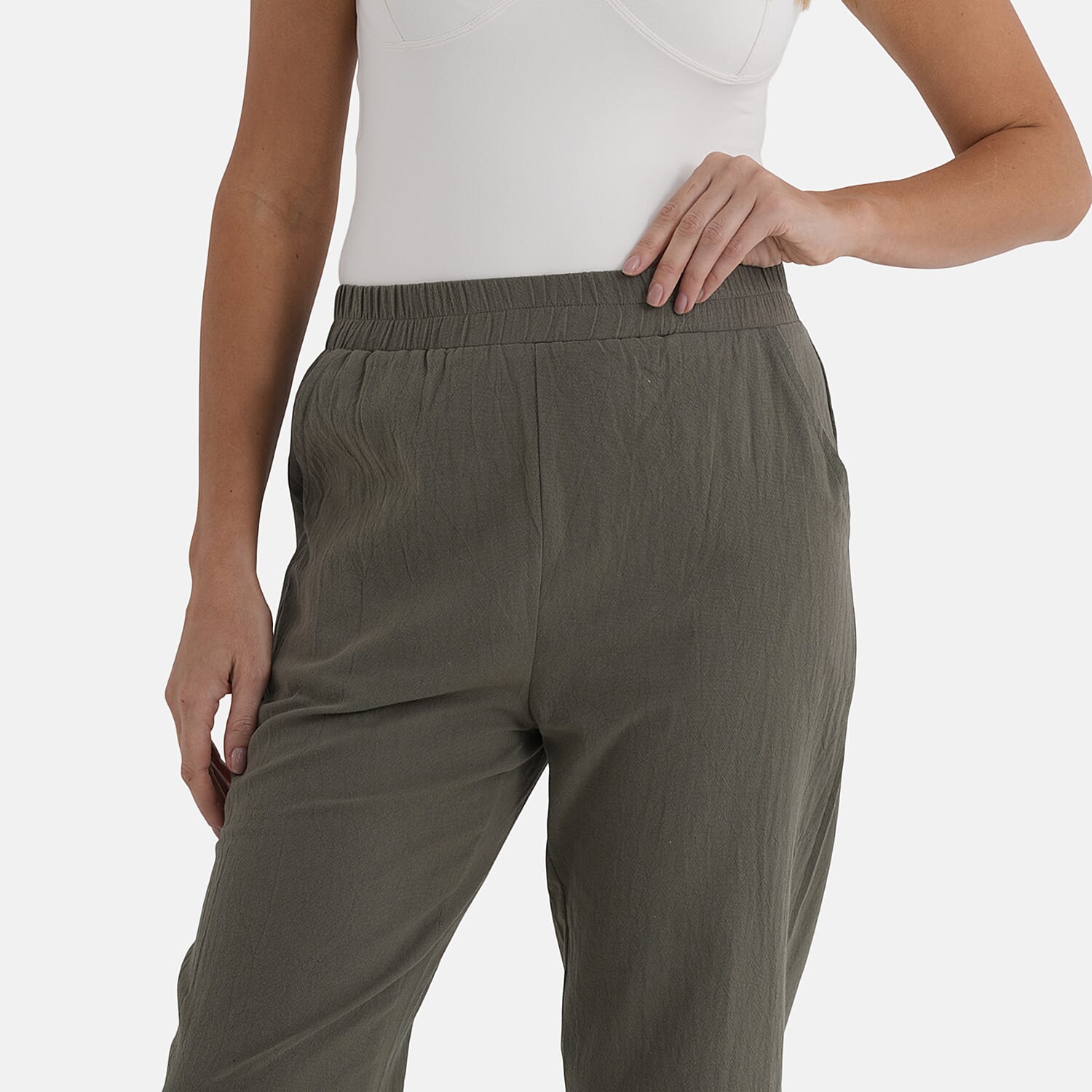 & Maisi 100% Cotton Tapered Trousers 
