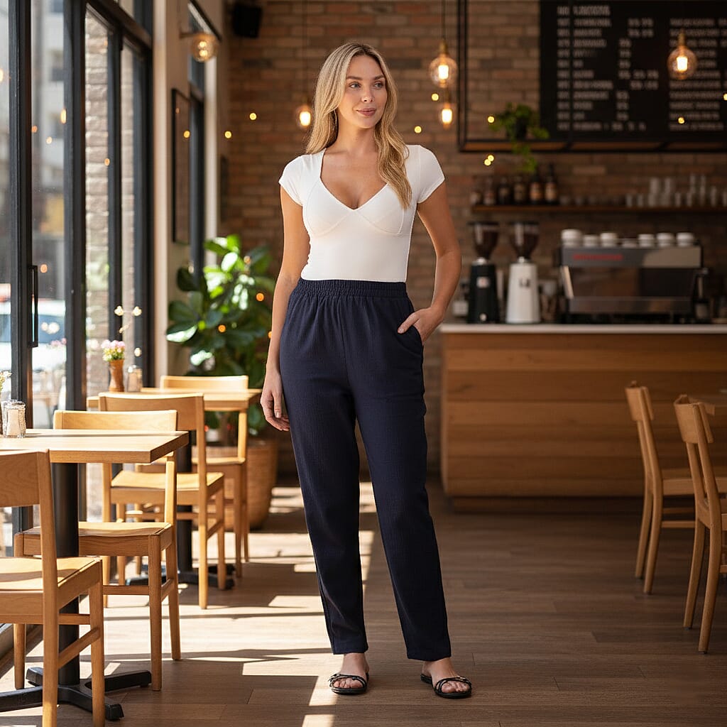 Maisi-Cotton-Patterned-Jean-and-Pant-Trouser-Size-Small-Black