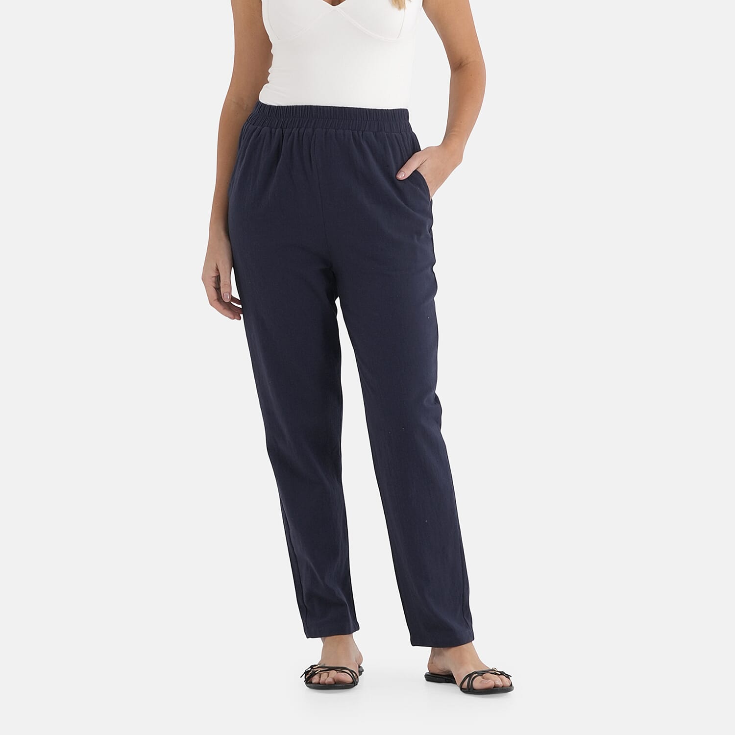 & Maisi 100% Cotton Tapered Trousers 