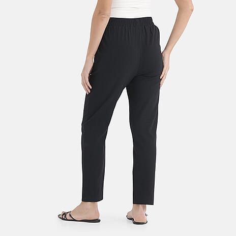 - Maisi 100% Cotton Tapered Trousers (Size XL, Fits Size 16 to 18) - Navy