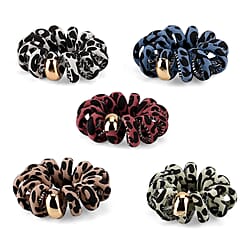 5-Pack Plaid Spiral Printed Hair Ties - Multi Colour