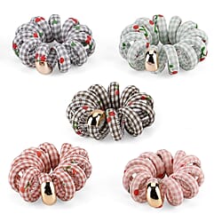 5-Pack Plaid Spiral Printed Hair Ties - Multi Colour