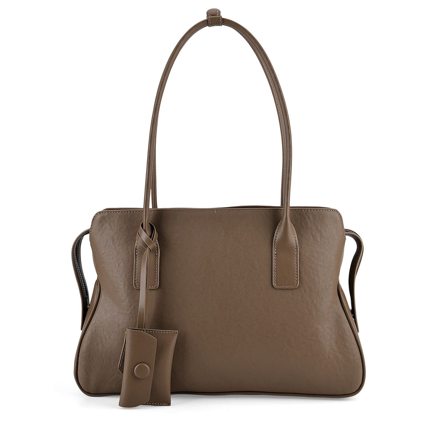 Premium Genuine Leather Everyday Shoulder Tote Bag - Khaki