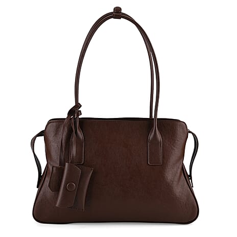 Premium Genuine Leather Everyday Shoulder Tote Bag - Chocolate Brown