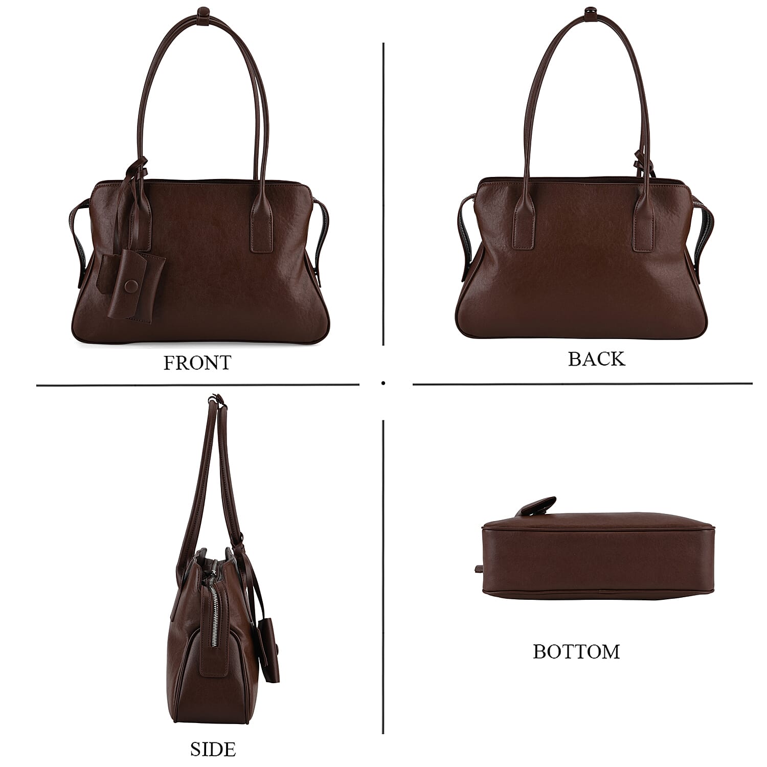 Premium Genuine Leather Everyday Shoulder Tote Bag - Chocolate Brown