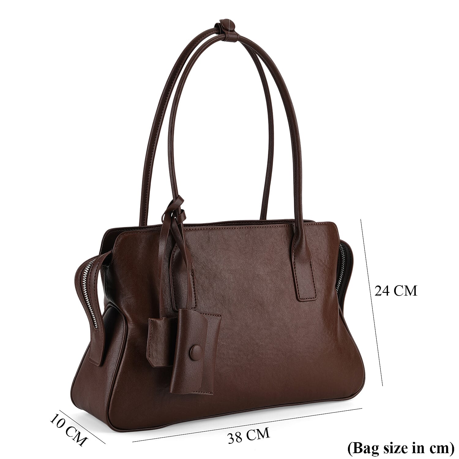 Premium Genuine Leather Everyday Shoulder Tote Bag - Chocolate Brown