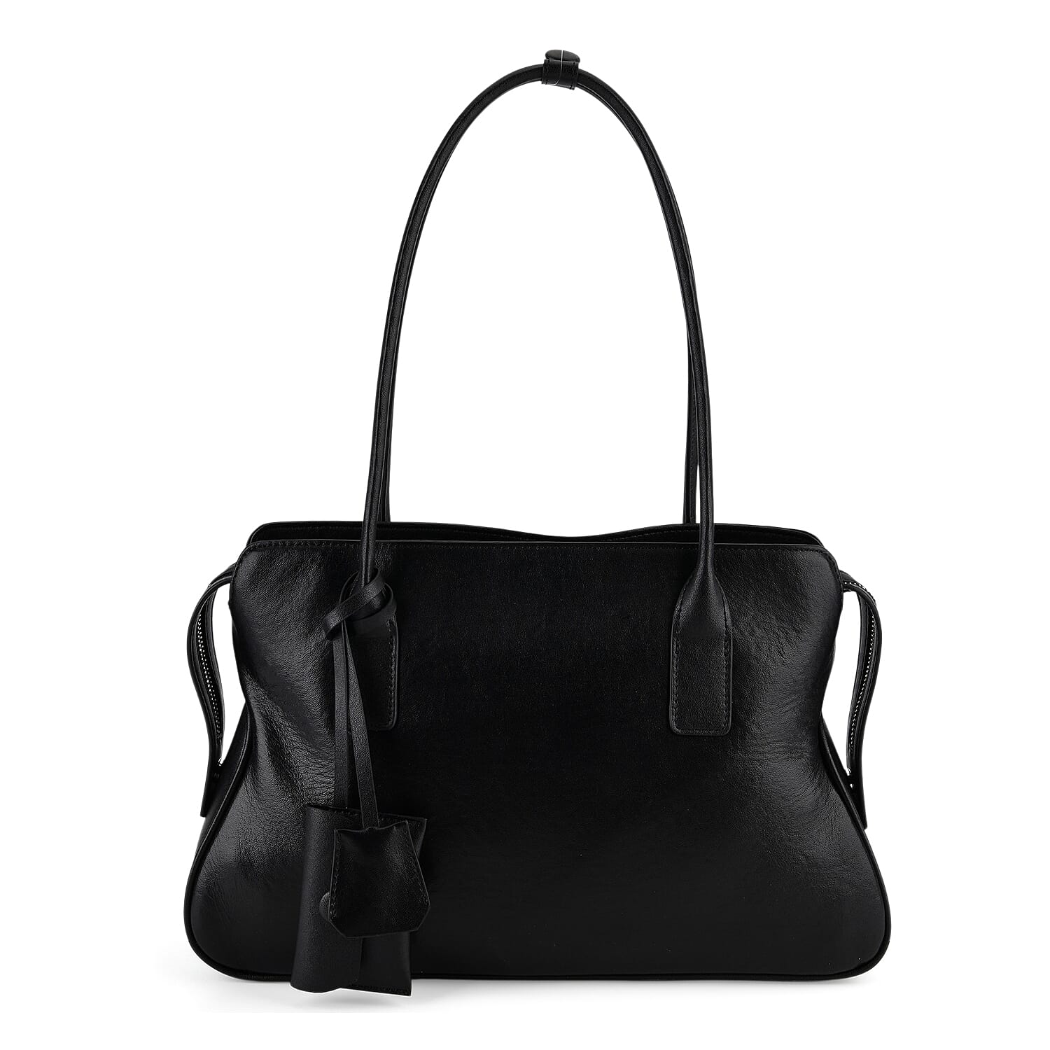 Premium Genuine Leather Everyday Shoulder Tote Bag - Black