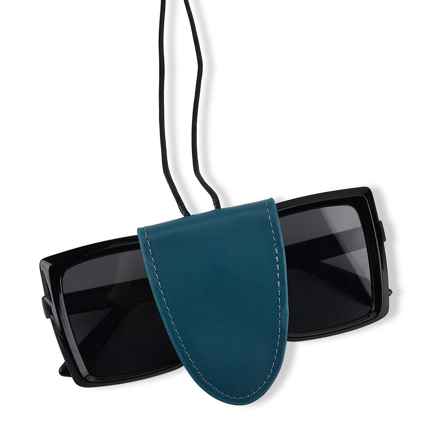 Genuine Leather Magnetic Sunglass Holder Strap - Teal