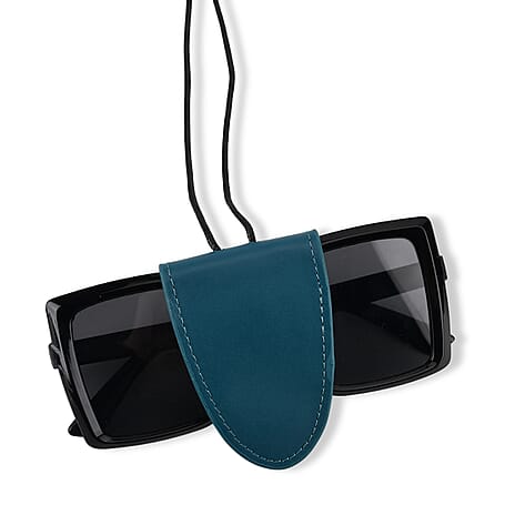 Genuine Leather Magnetic Sunglass Holder Strap - Teal