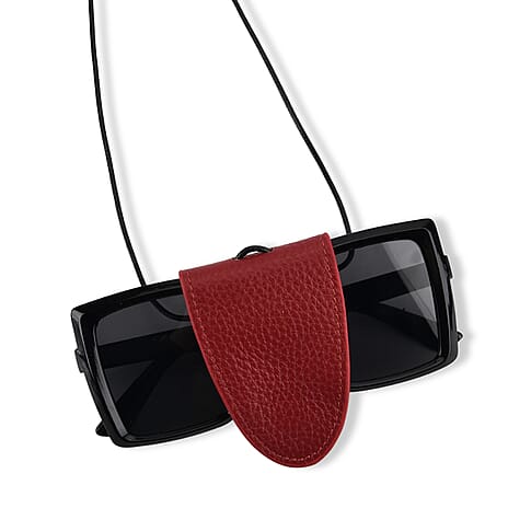 Genuine Leather Magnetic Sunglass Holder Strap - Burgundy