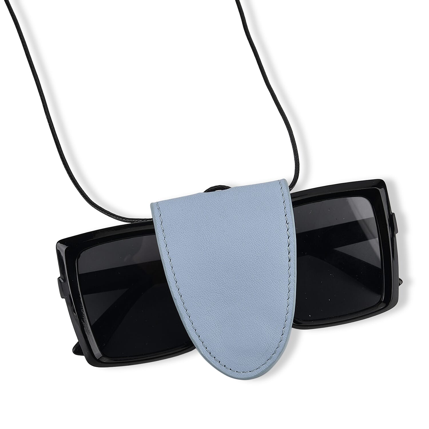Genuine Leather Magnetic Sunglass Holder Strap - Blue
