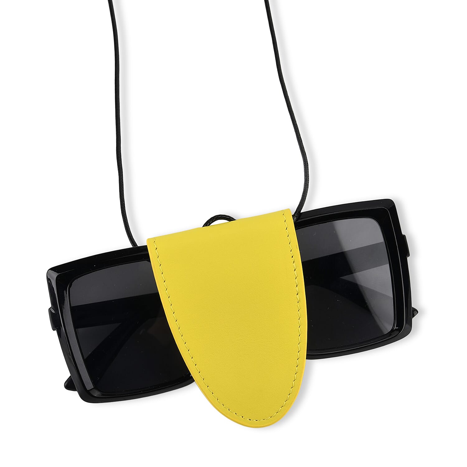 Genuine Leather Magnetic Sunglass Holder Strap - Yellow