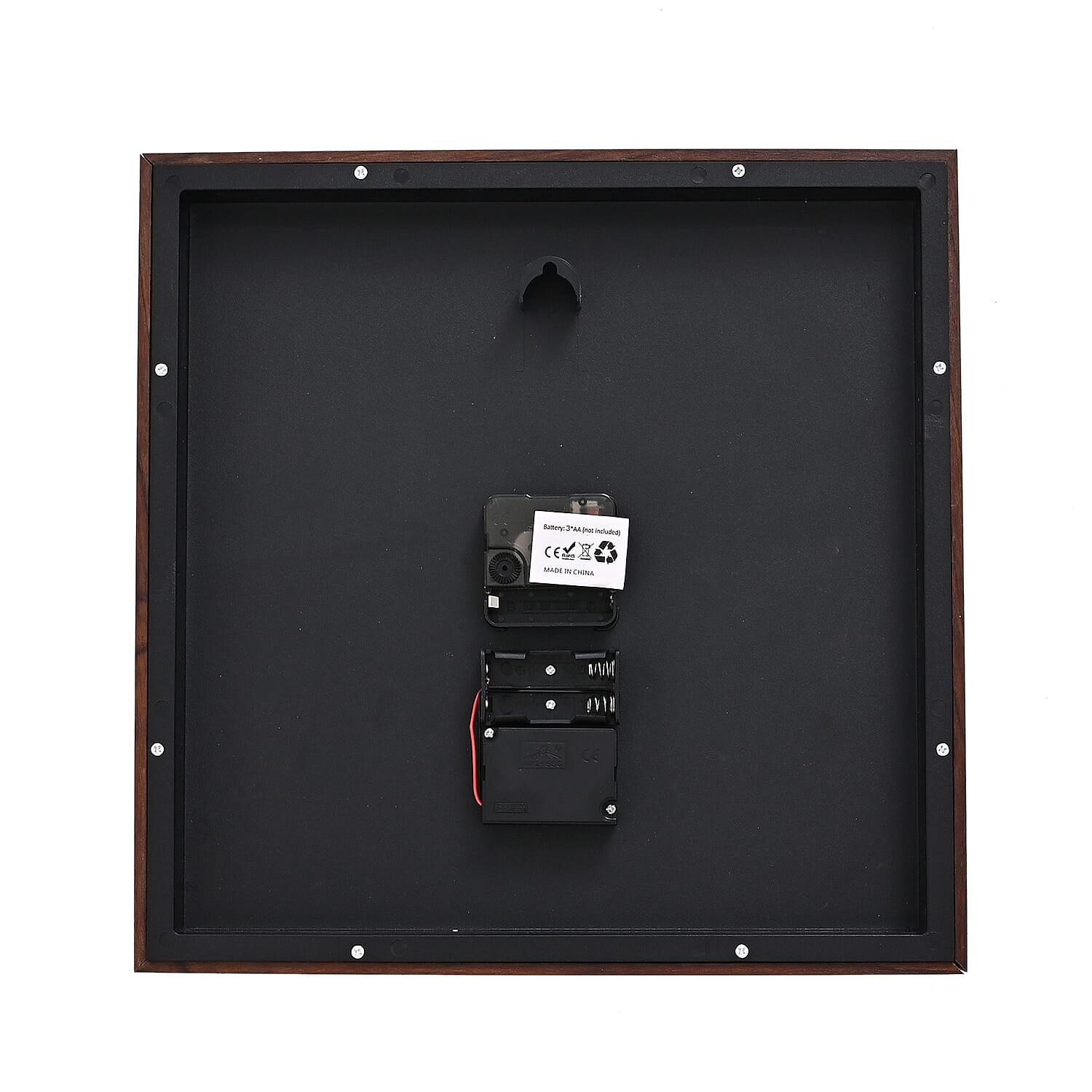Rotating Gear - Roman Numeral Industrial Mechanical Clock with Textured Wood-Effect Square Frame - Beige.