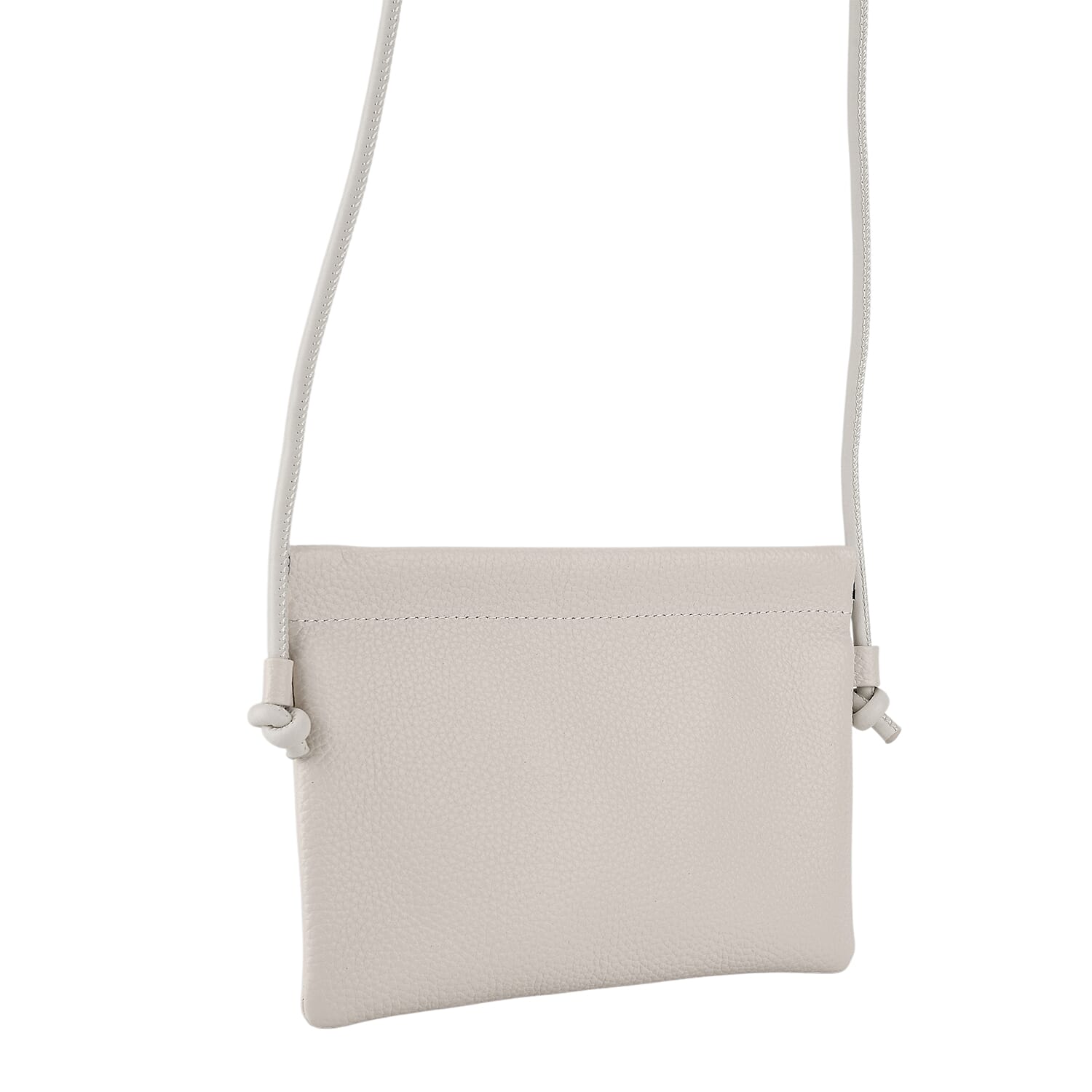 Genuine Leather Slim Crossbody Bag - Cream