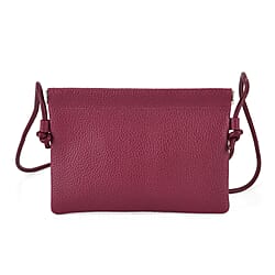 Genuine Leather Slim Crossbody Bag - Burgundy