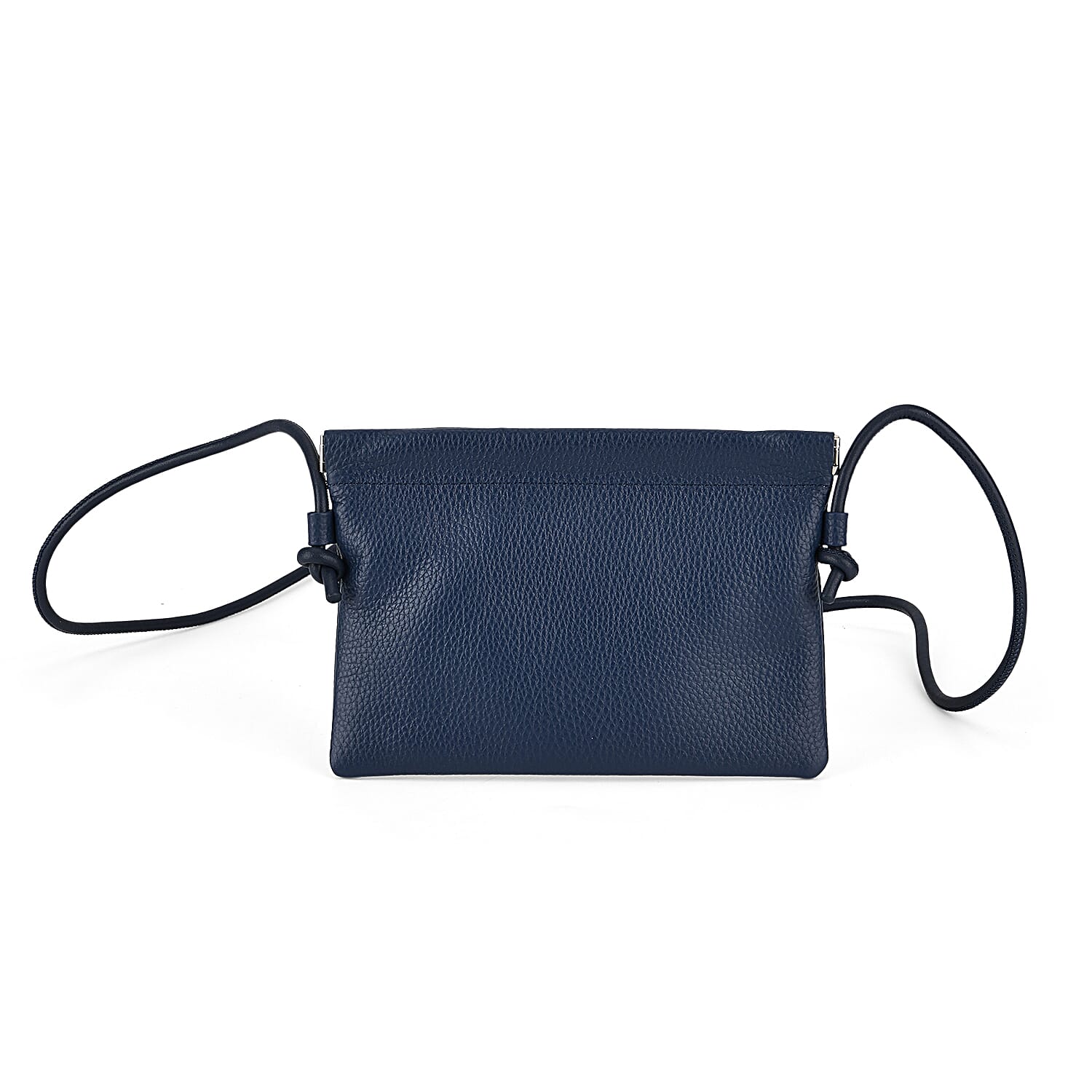Genuine Leather Slim Crossbody Bag - Blue