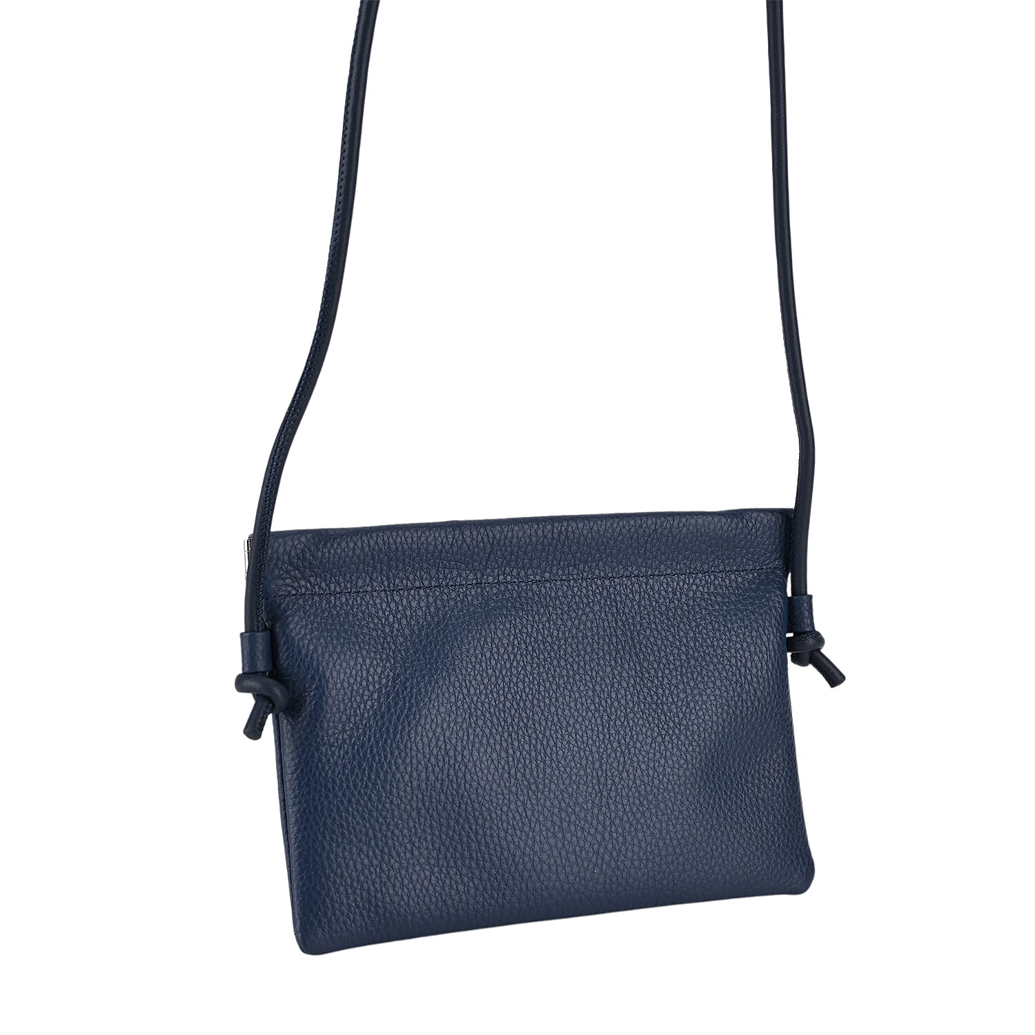 Genuine Leather Slim Crossbody Bag - Blue