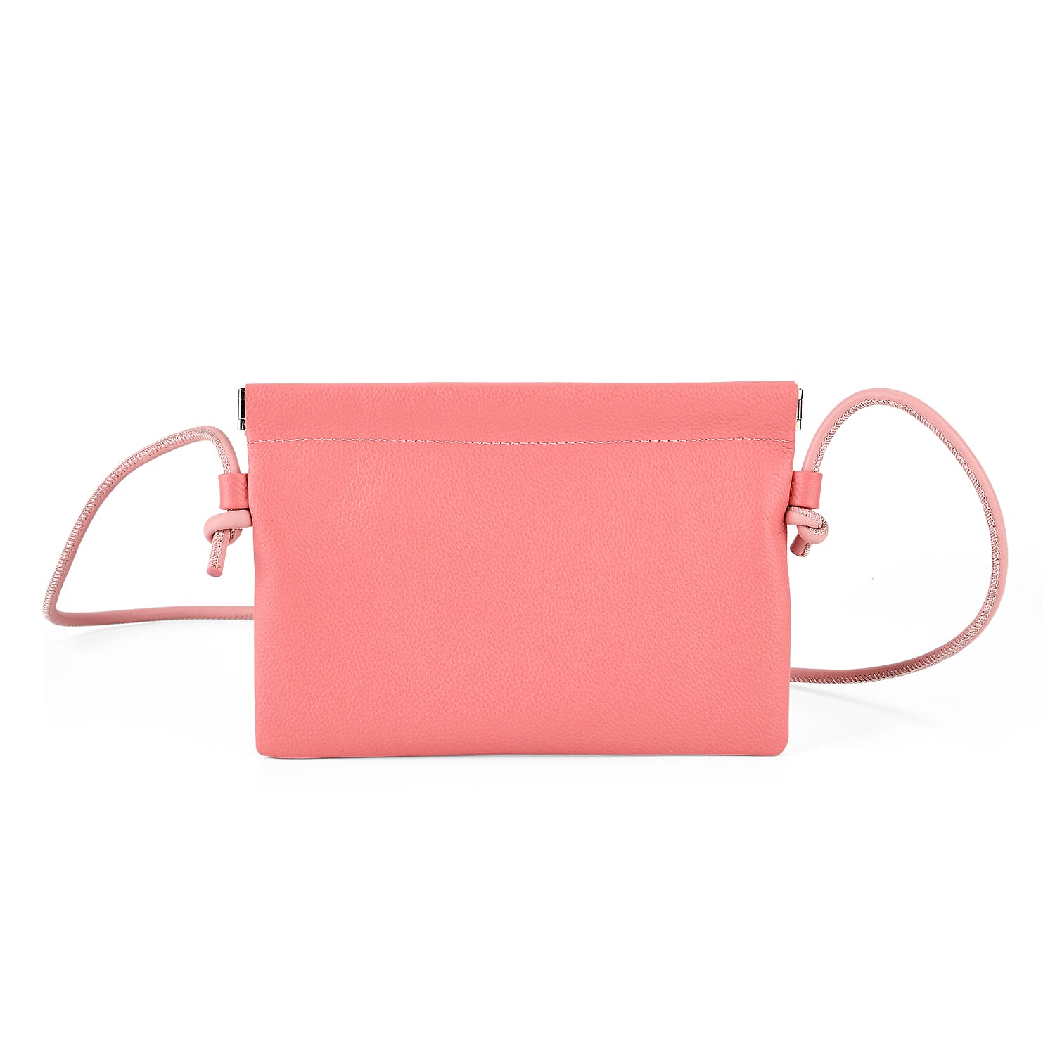 Genuine Leather Slim Crossbody Bag - Pink