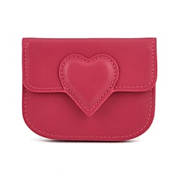 Designer Inspired Genuine Leather Heart Detail Mini Wallet - Black