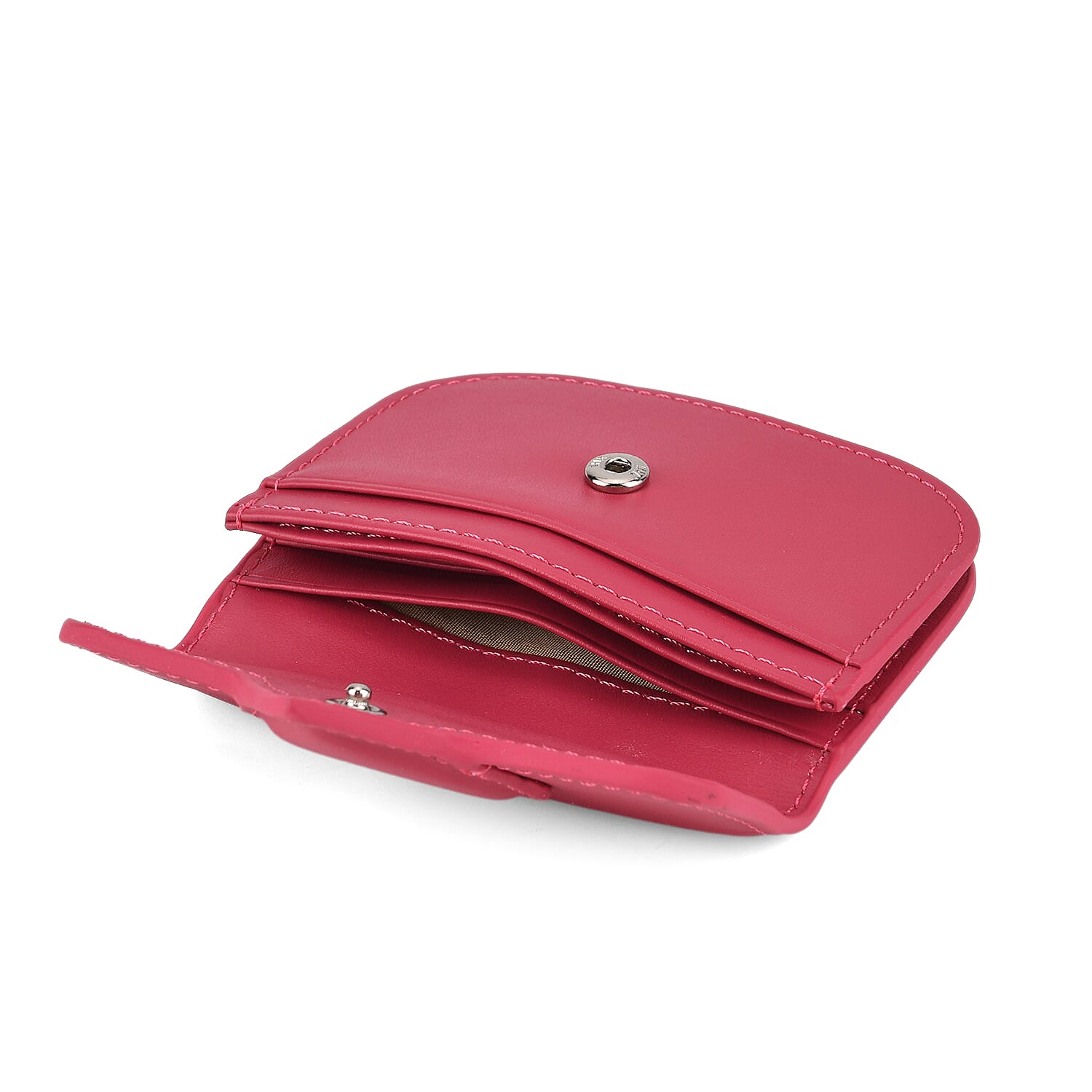 Designer Inspired Genuine Leather Heart Detail Mini Wallet - Hot Pink