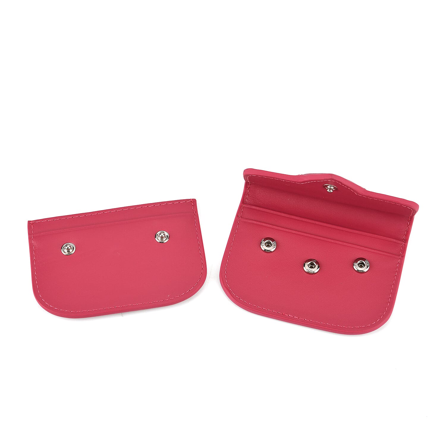 Designer Inspired Genuine Leather Heart Detail Mini Wallet - Hot Pink