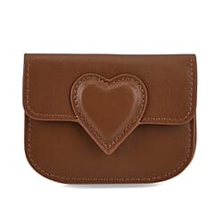 Designer Inspired Genuine Leather Heart Detail Mini Wallet - Black