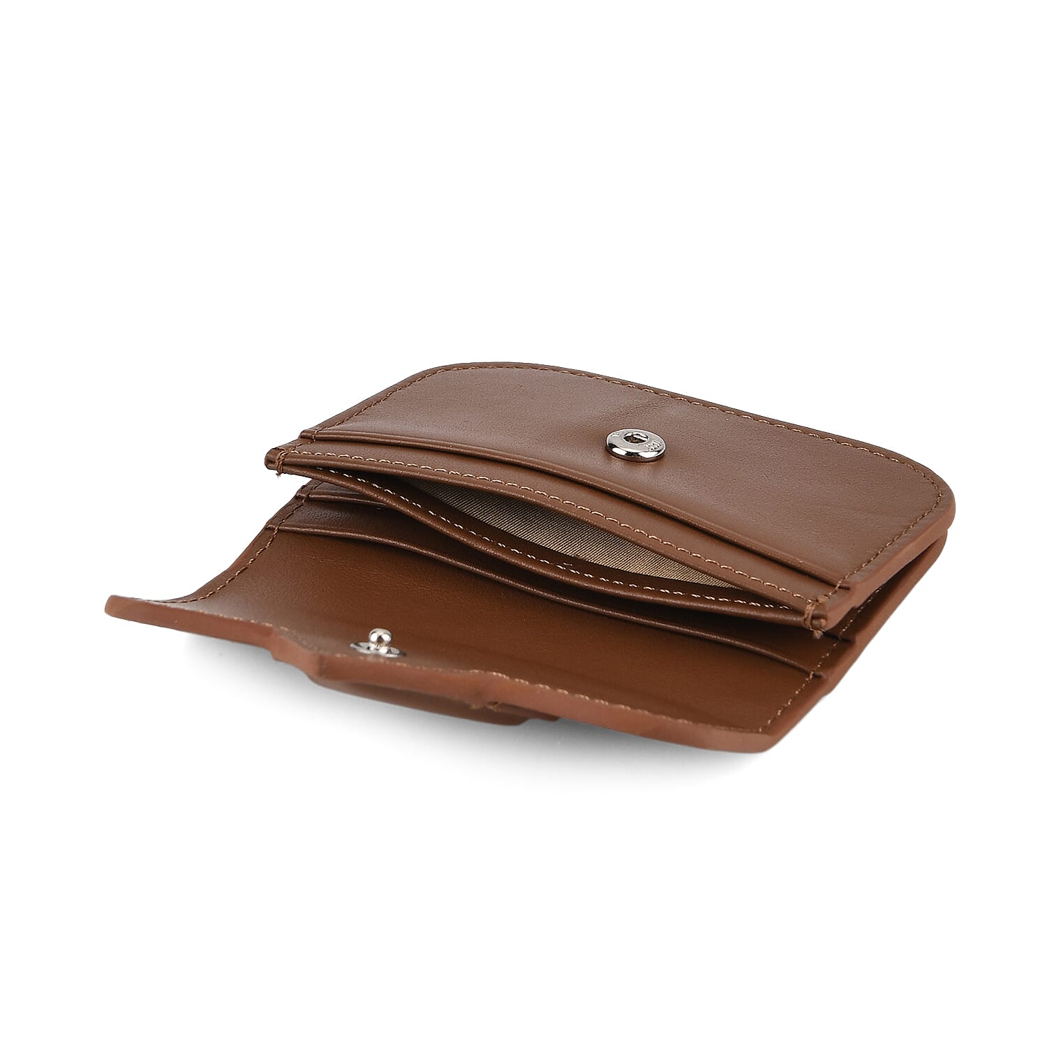 Designer Inspired Genuine Leather Heart Detail Mini Wallet - Brown