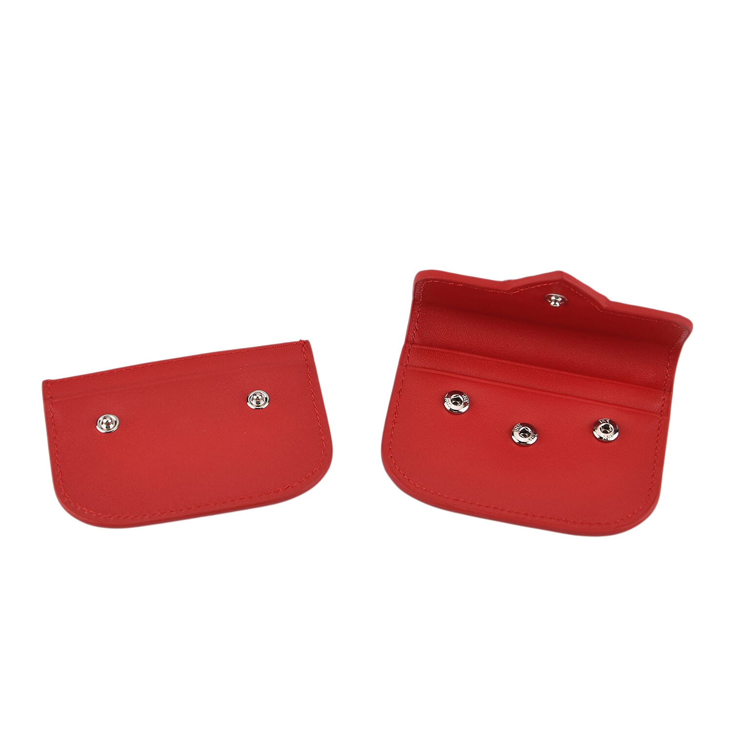 Designer Inspired Genuine Leather Heart Detail Mini Wallet - Red