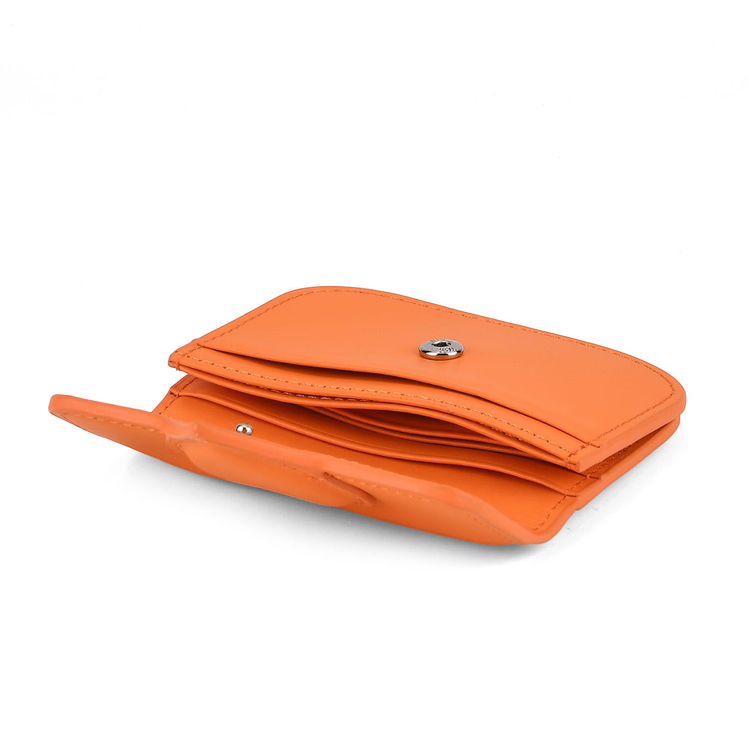 Designer Inspired Genuine Leather Heart Detail Mini Wallet - Orange