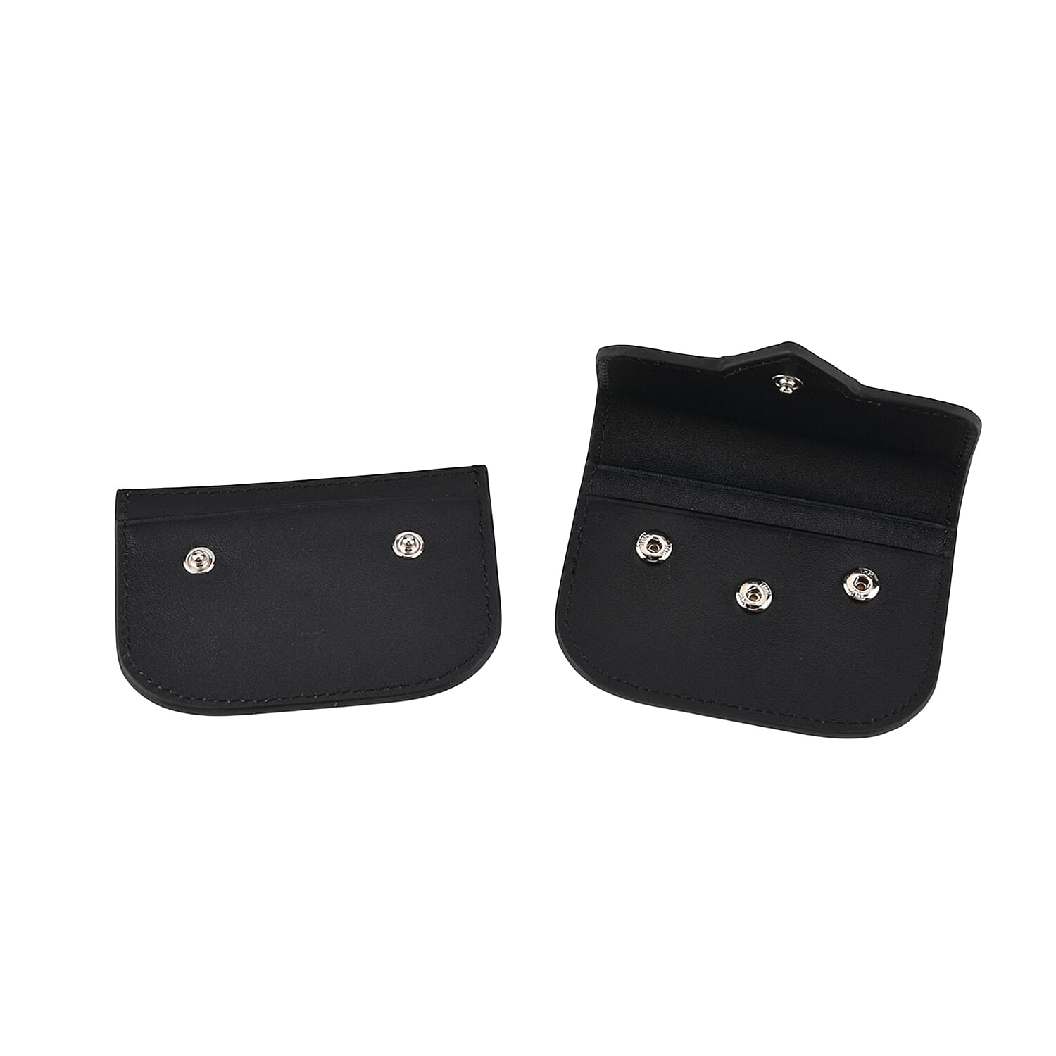 Designer Inspired Genuine Leather Heart Detail Mini Wallet - Black