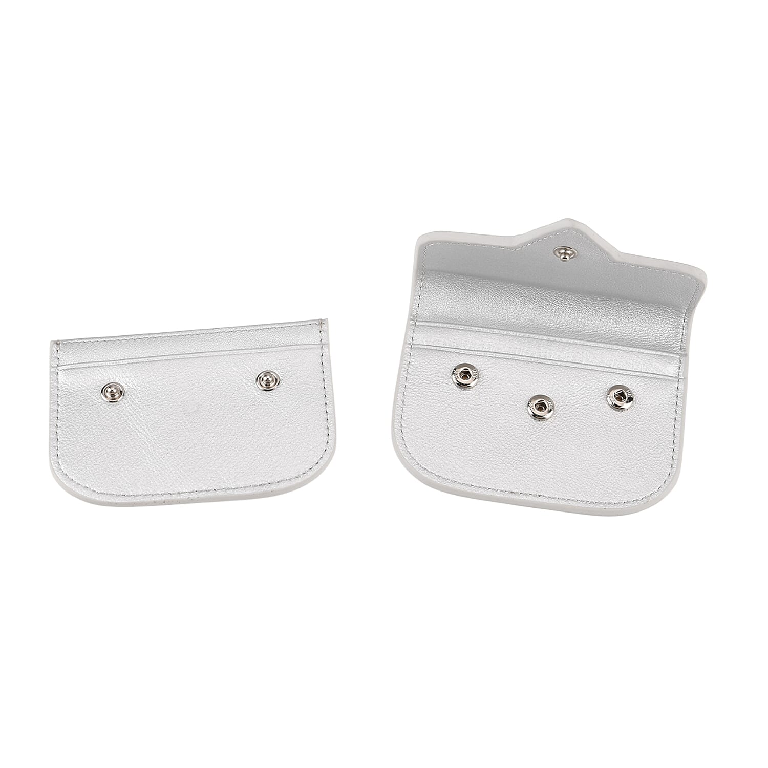 Designer Inspired Genuine Leather Heart Detail Mini Wallet - Silver