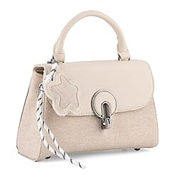 Structured Top-Handle Satchel Handbag - Ivory