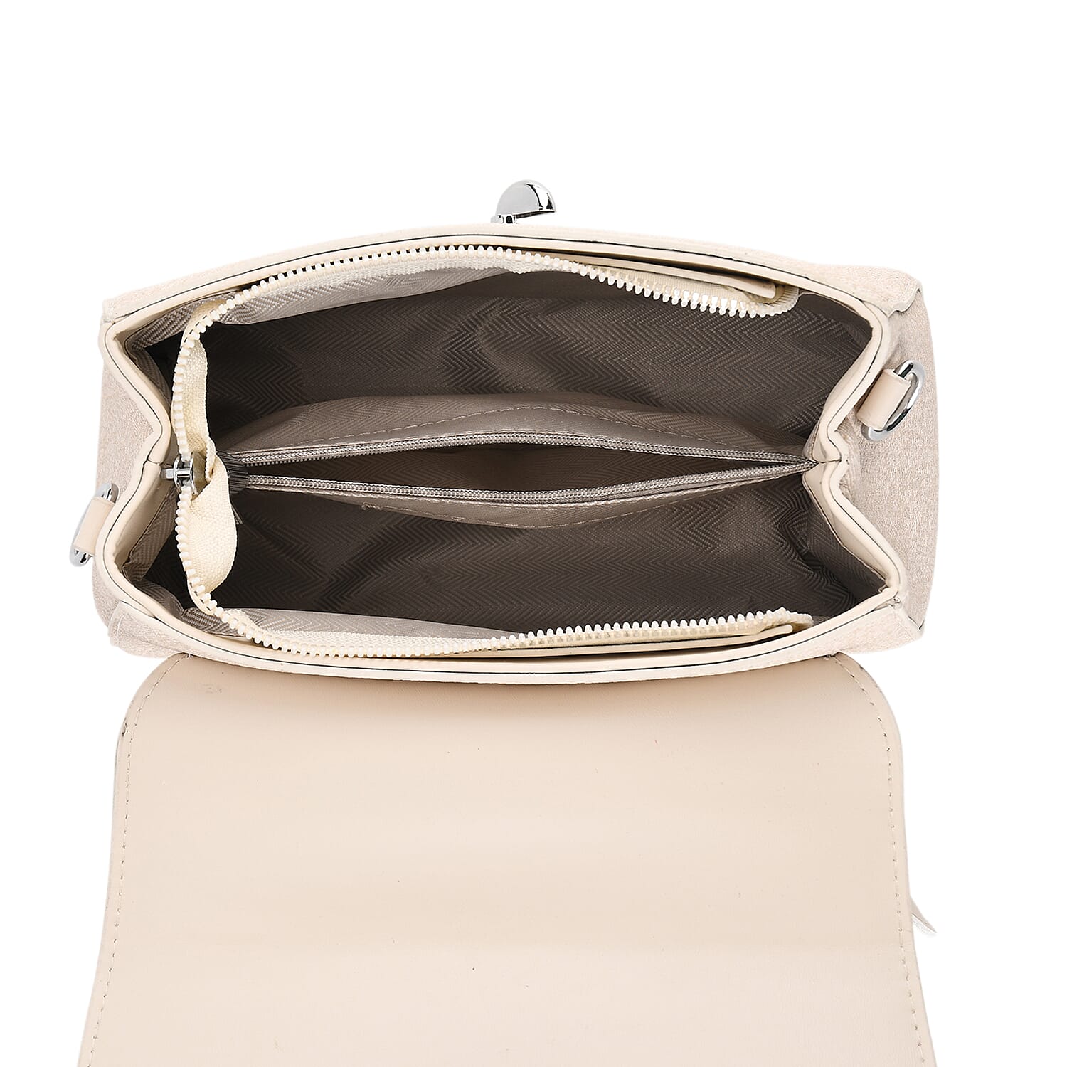 Structured Top-Handle Satchel Handbag - Ivory