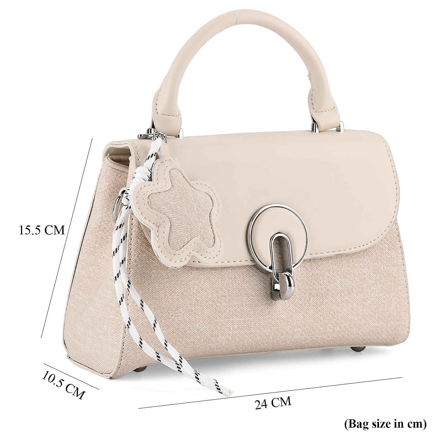 Structured Top-Handle Satchel Handbag - Ivory
